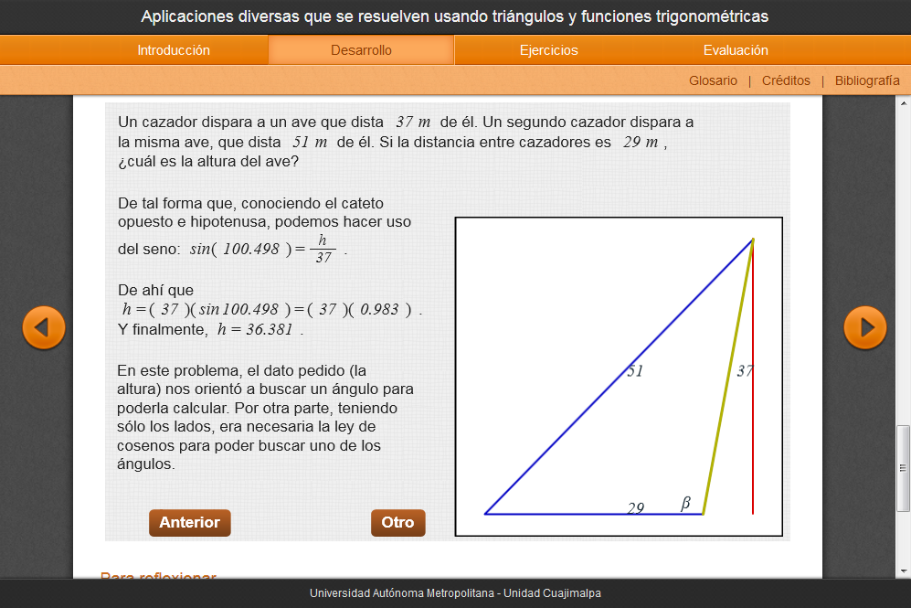 Aplicaciones diversas que se resuelven usando triángulos y funciones trigonométricas