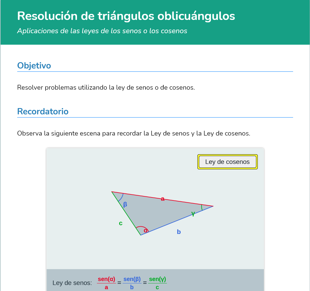 Logo Resolución de triángulos oblicuángulos