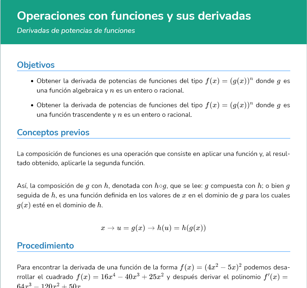 Logo Operaciones con funciones y sus derivadas