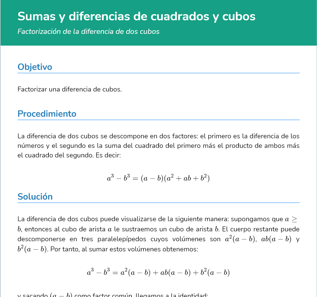 Logo Sumas y diferencias de cuadrados y cubos