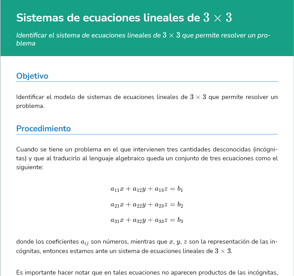Logo Sistemas de ecuaciones lineales de 3 × 3