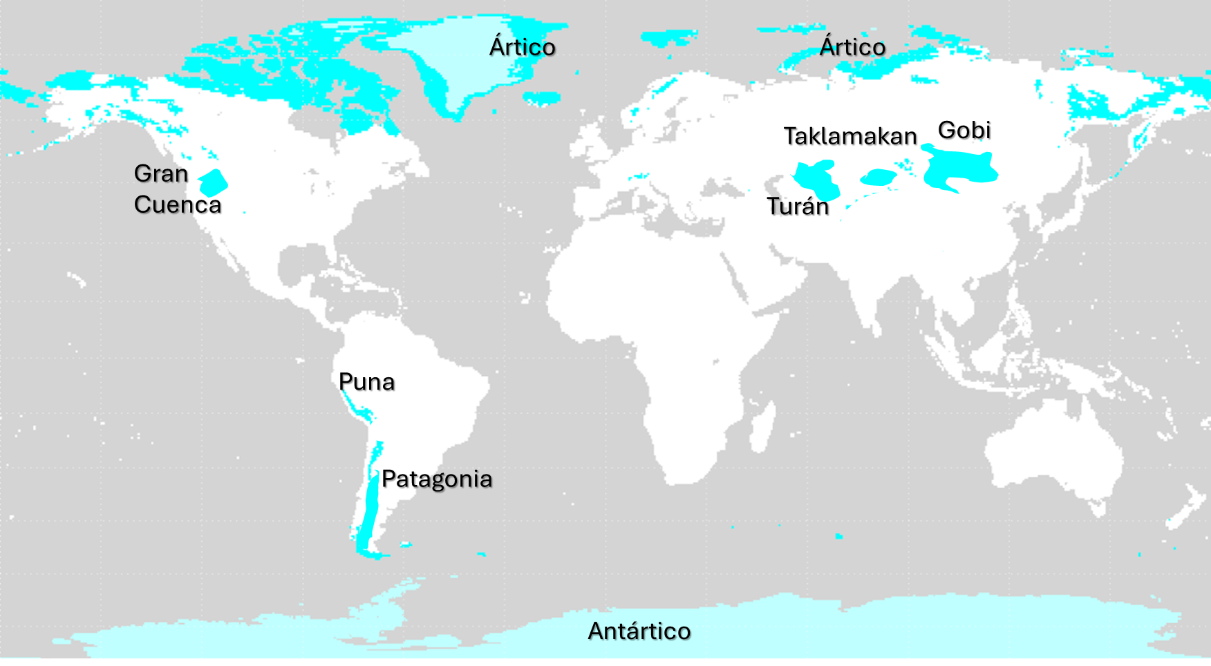 Distribución geográfica de los desiertos fríos