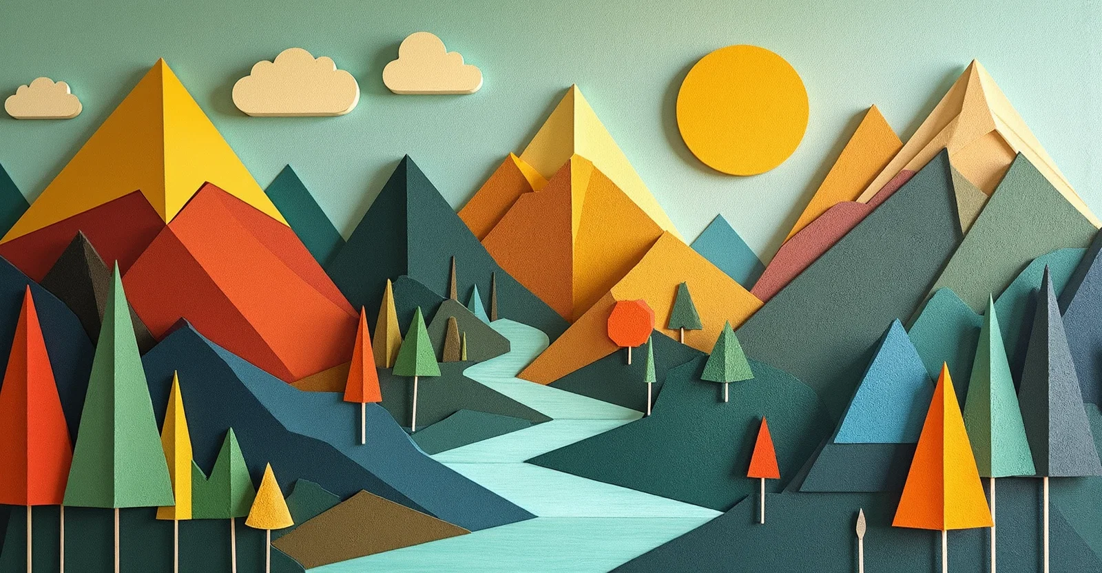 Landscape built with geometric figures