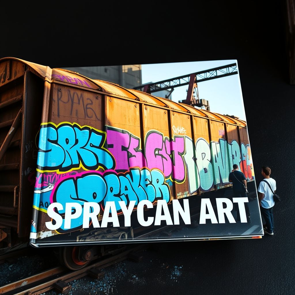 La portada del libro 'Spraycan Art' mostrando graffiti en un vagón de tren.