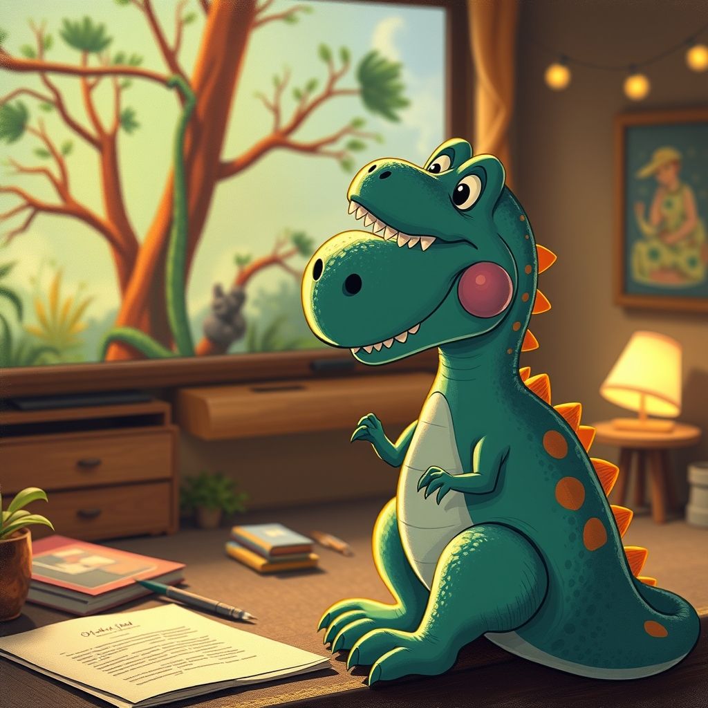 Gertie el dinosaurio interactuando con Winsor McCay en la pantalla, estilo clásico de animación de McCay.