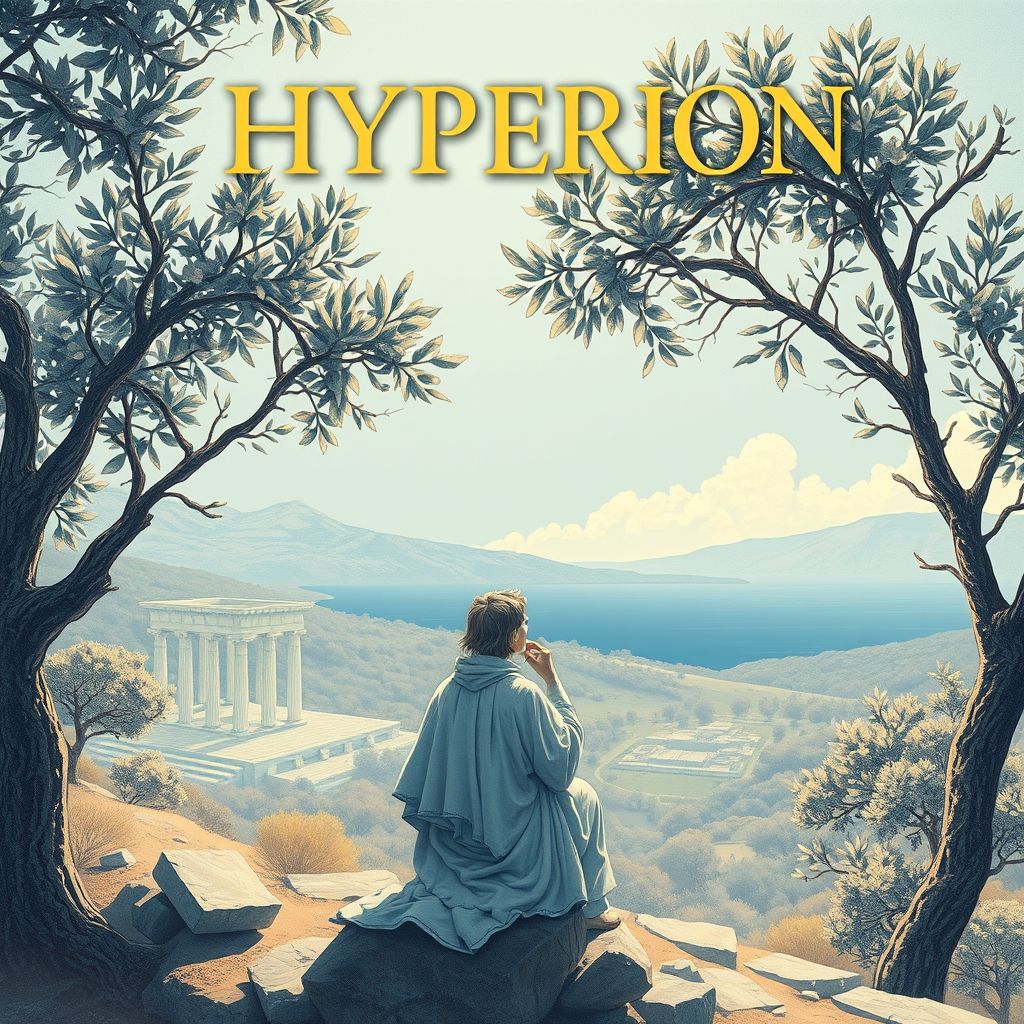 Hyperion, el libro de Friedrich Hölderlin, que muestra la portada y la novela de un ermitaño idealista alemán en Grecia