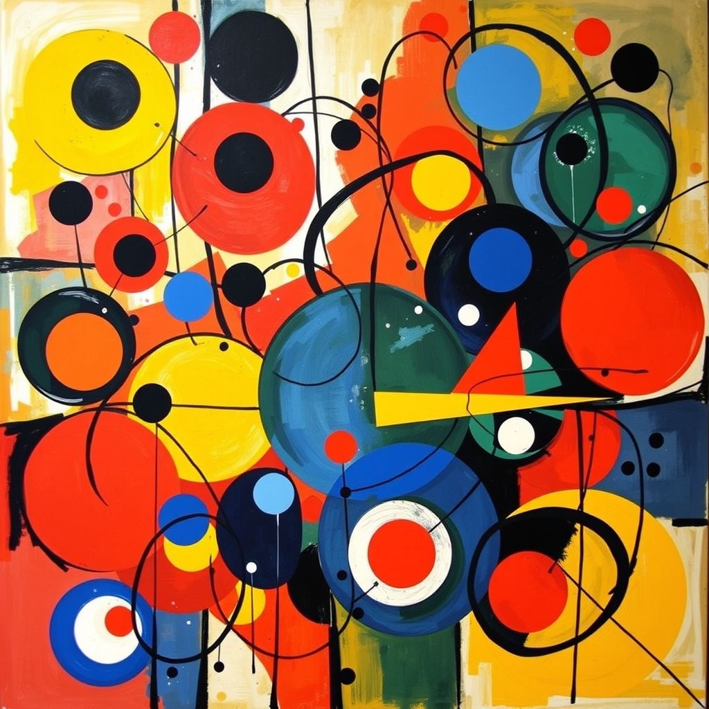 Una vibrante pintura abstracta de Wassily Kandinsky titulada 'Composition VIII', mostrando formas geométricas y colores interrelacionados.