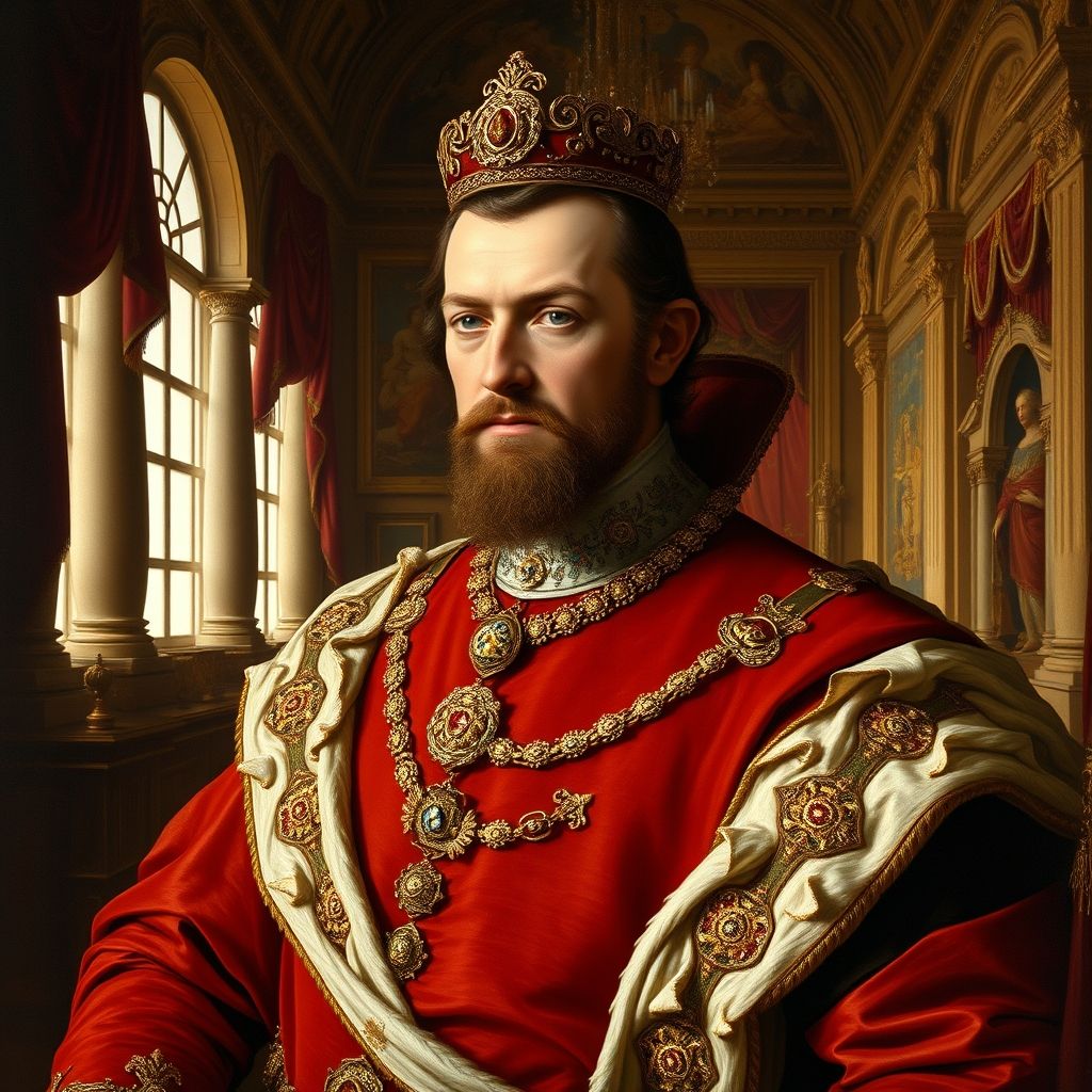 Un retrato de Felipe IV pintado por Diego Velázquez, mostrando al rey con su característica vestimenta de la corte.