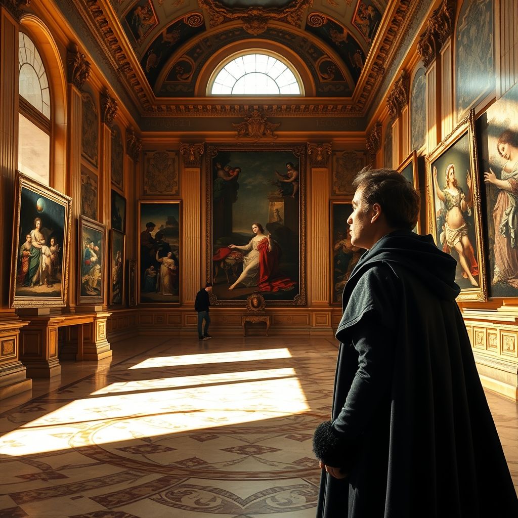 Una imagen de Velázquez en Italia, estudiando las obras de arte de los maestros italianos.