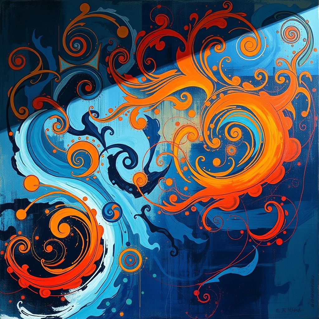 Pintura de Pierre Alechinsky que incorpora elementos de escritura marginal tribal.