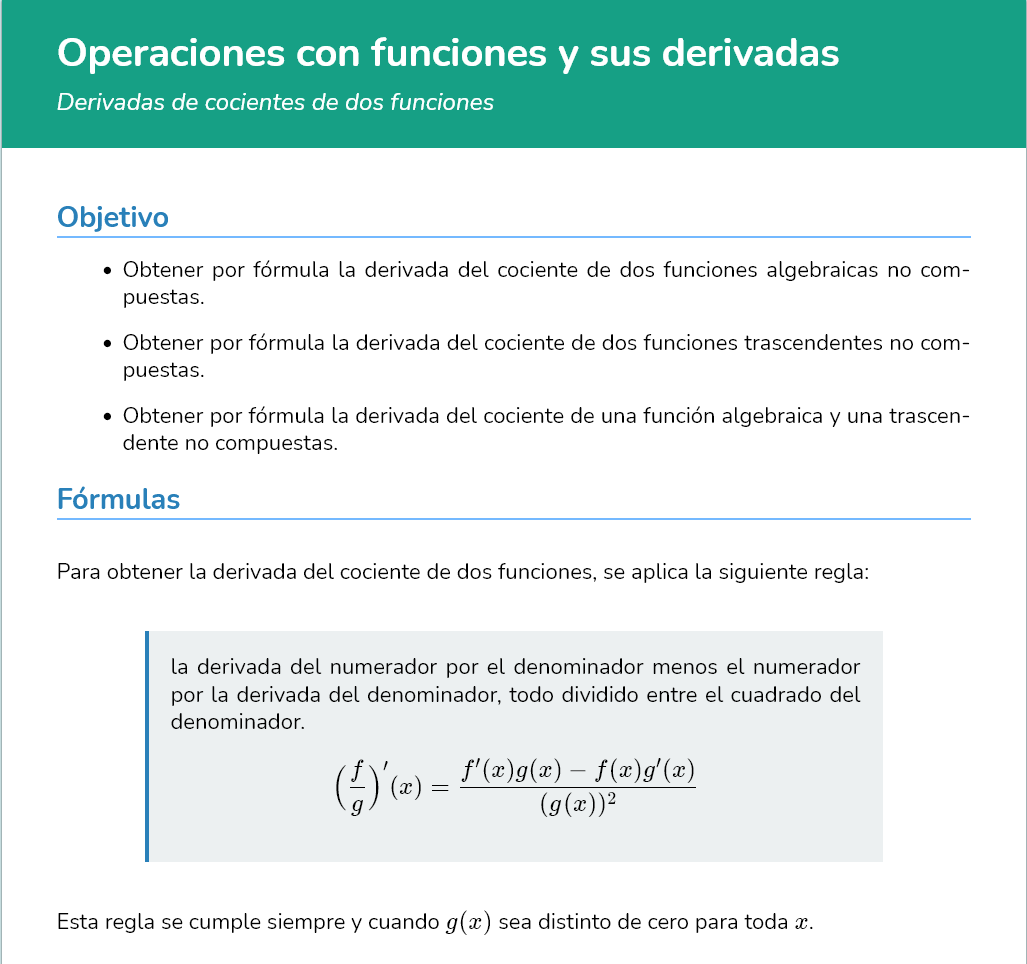 Logo Operaciones con funciones y sus derivadas